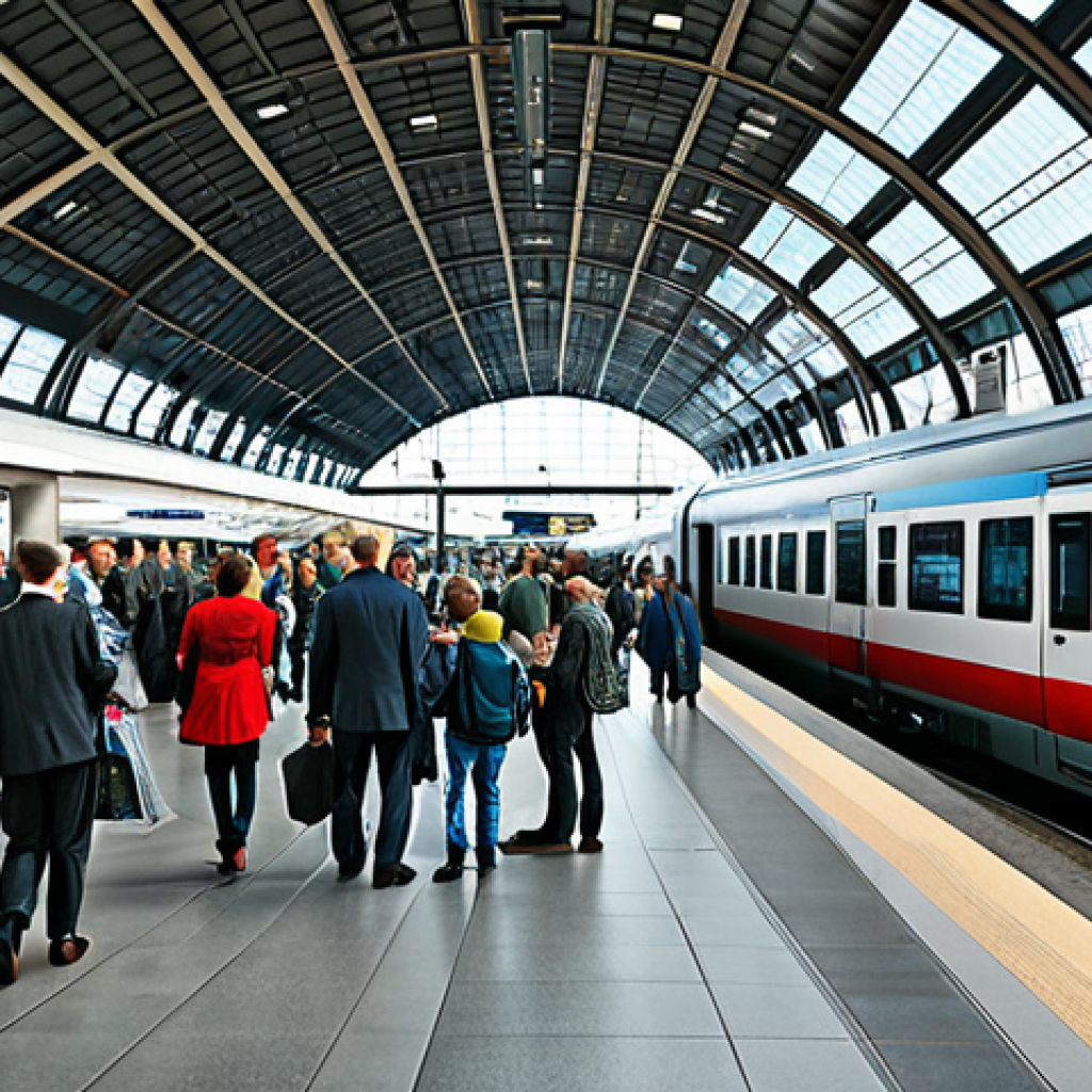 Public Transportation**

"A bustling scene at the Hauptbahnhof (main train station) in Munich, Germany, people boarding a modern S-Bahn train, diverse crowd, professional attire, safe for work, appropriate content, fully clothed, modern architecture, natural lighting, high resolution, realistic rendering, perfect anatomy, natural proportions, professional, family-friendly"

**