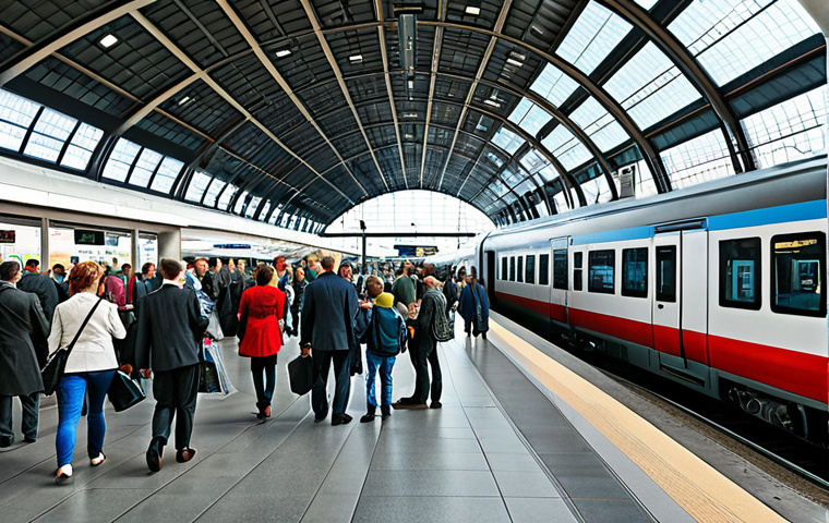 Public Transportation**

"A bustling scene at the Hauptbahnhof (main train station) in Munich, Germany, people boarding a modern S-Bahn train, diverse crowd, professional attire, safe for work, appropriate content, fully clothed, modern architecture, natural lighting, high resolution, realistic rendering, perfect anatomy, natural proportions, professional, family-friendly"

**