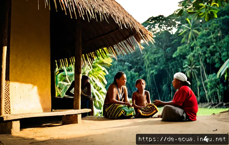 인디헤나 부족 문화 - Photorealistic documentary-style scene of an Indigenous Amazonian community gathering in a rainfores...